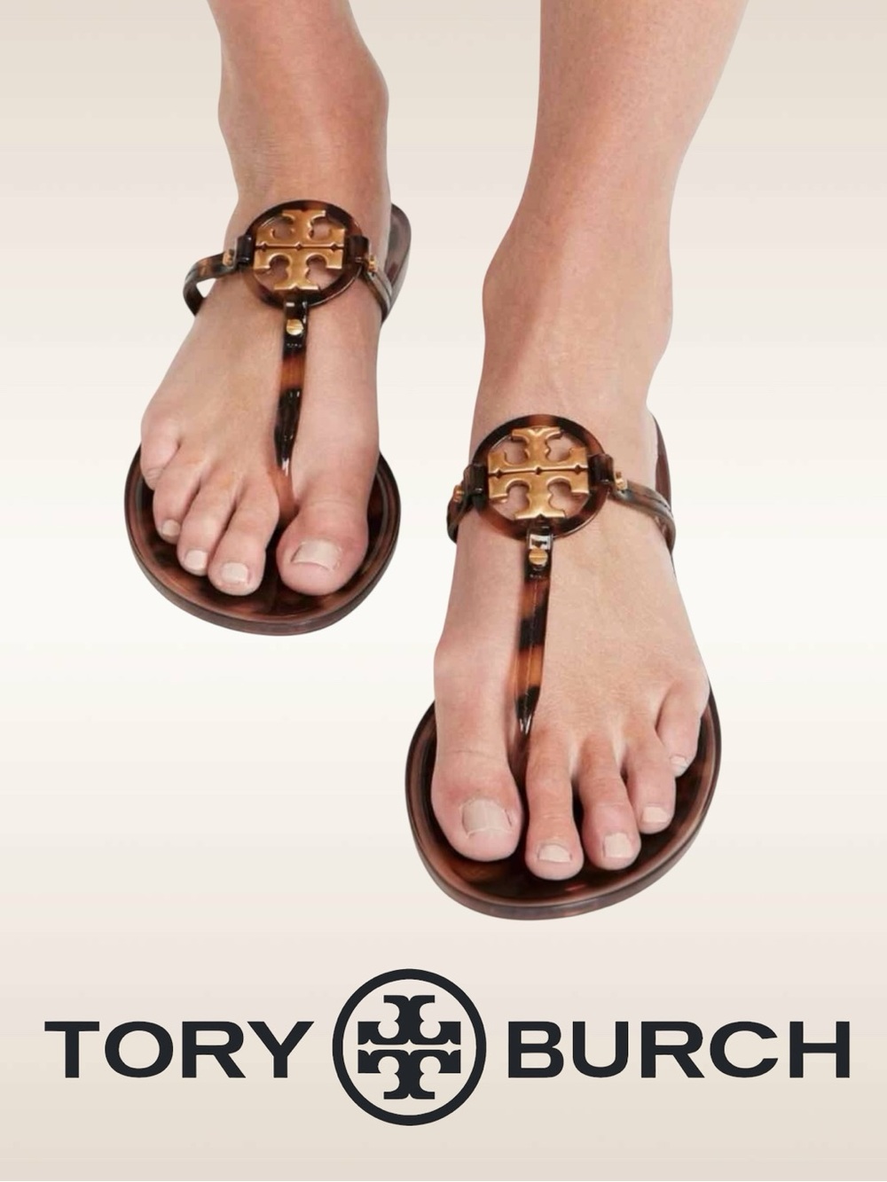 Tory Burch • Tortoise Print Mini Miller Jelly Thong Sandals || Size 8
